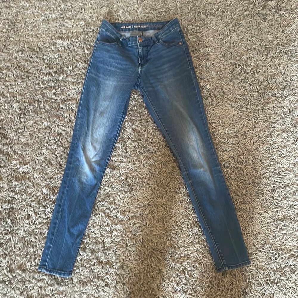 Old Navy super skinny mid-rise size 0 blue jeans, slightly worn